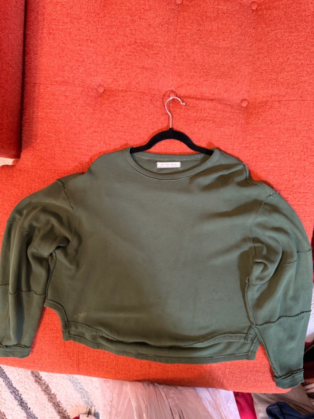 We The Free Olive Green Ribbed Crewneck Top